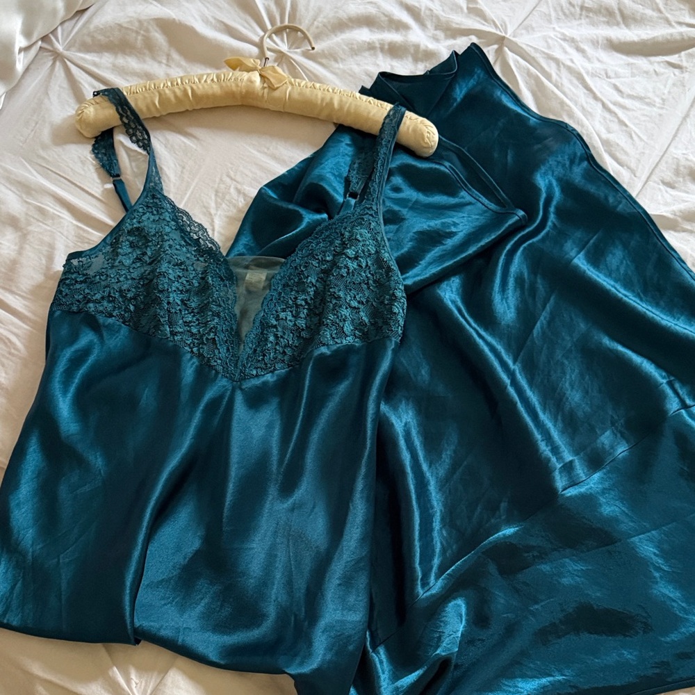 Victoria's Secret Teal Lace Slip Dress